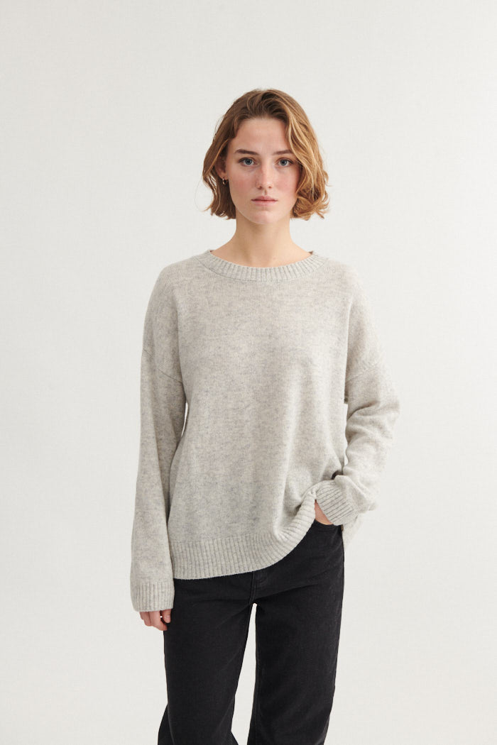Basic Apparel Lise O-Neck Sweaters 094 Light Grey Mel.